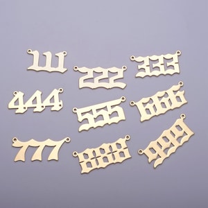 14K Gold Plated Angel Number Charm Connector Lucky Number for Necklace Bracelet Component