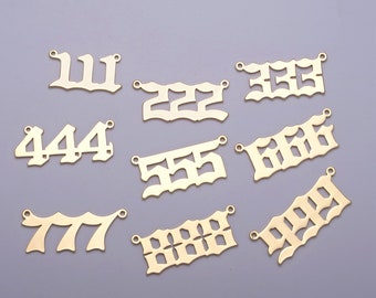 14K Gold Plated Angel Number Charm Connector Lucky Number for Necklace Bracelet Component