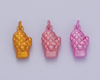 Mini Enamel Gold Oven Mittens Charm Silver Kitchen Mitts Charm Chef Bakery Cooking Jewelry Inspired C021
