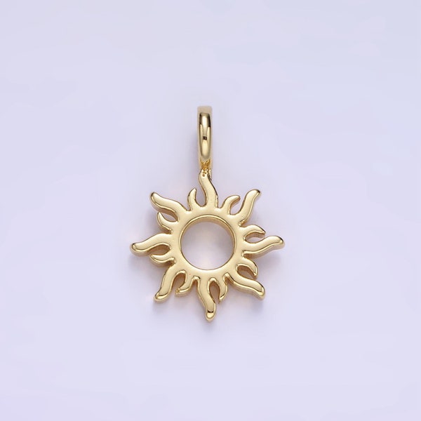 14K Gold Filled Open Celestial Sun Ray Minimalist Pendant | AG-703