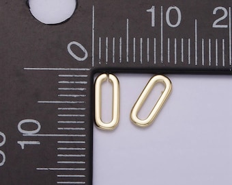 Dainty gold link connector 8mm oval open, closed oblong paperclip link minimalist jewelry findings supply | z537 z538