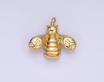 Mini Gold Bee Pendant Charm, Insect Bug Pendant Charm 11.4mm | AG-633