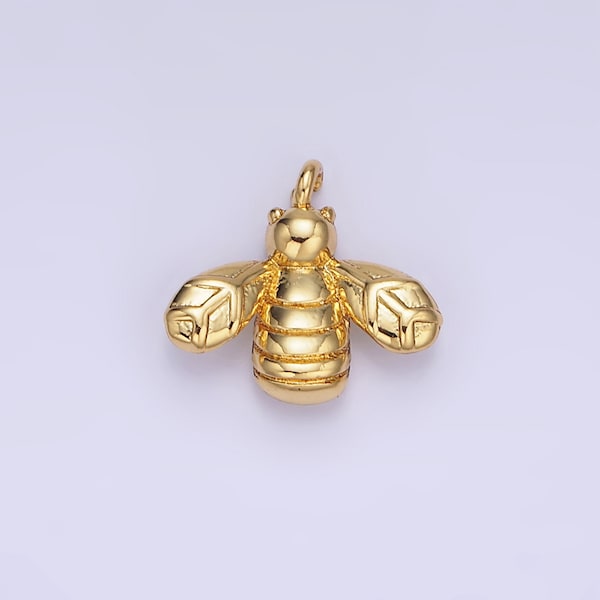 Mini Gold Bee Pendant Charm, Insect Bug Pendant Charm 11.4mm | AG-633