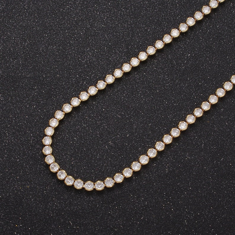 Round Cubic Zirconia Tennis Necklace Diamond Necklace 14K Etsy
