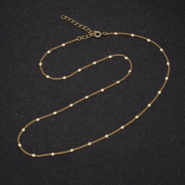 16k Gold Filled Sunburst Satellite Chain Gold Filled Necklace Chain Simple Everyday Layering Necklace WA-1735