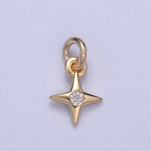 Tiny North Bright Stars Charm CZ Charm in Gold micro Pave CZ Bright Stars Celestial Charm For DIY Earring Bracelet Necklace | N-428