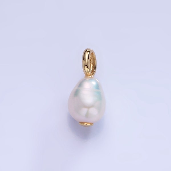 Gold Ringed Teardrop Pearl Pendant | P1730