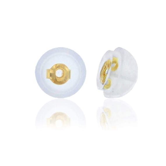 18K Solid Gold Earring Backs Silicone Padded Safety Grip Earring