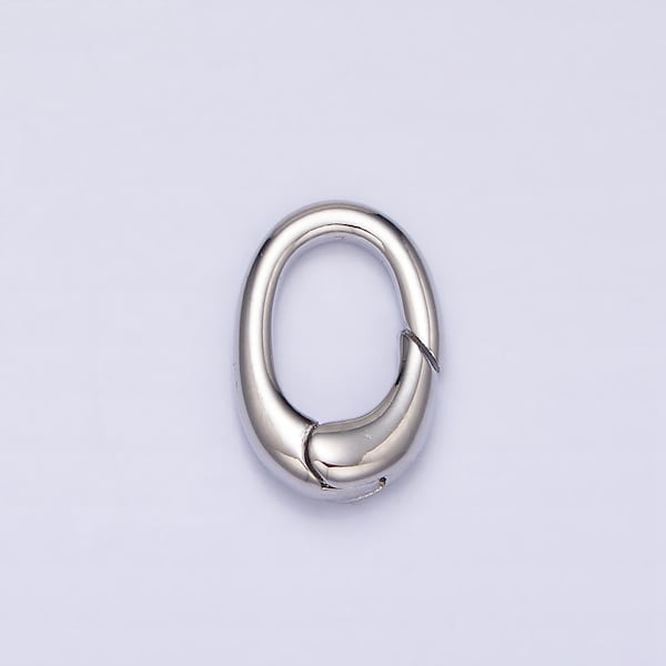 Tiny Silver Spring Gate Ring, Push Gate ring 11.8x8mm Oval Ring Charm Holder Silver Clasp for Jewelry Clasp Z403