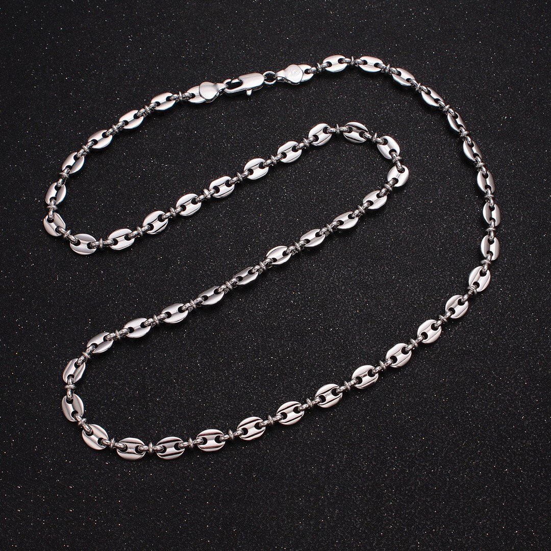 6mm Silver Anchor Mariner Link Chain Necklace Long Necklace Etsy