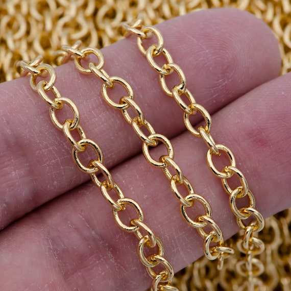 Chains by the Yard, Necklace Chains for Jewelry Making, Necklace Making  Chain, Earring Findings, 24k Gold Plated Chain 
