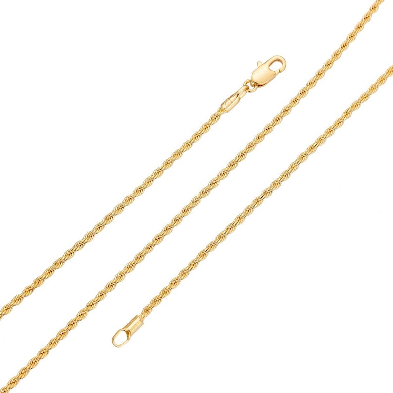 Gold Rope Chain 2k 24K Gold Filled Rope Chain Necklace 23.5 Inch Rope Finished Necklace ...