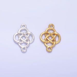 Mini S925 Sterling Silver Filigree Charm Connector Minimalist Gold Vermeil Infinity Flower Link Connector | SL-569
