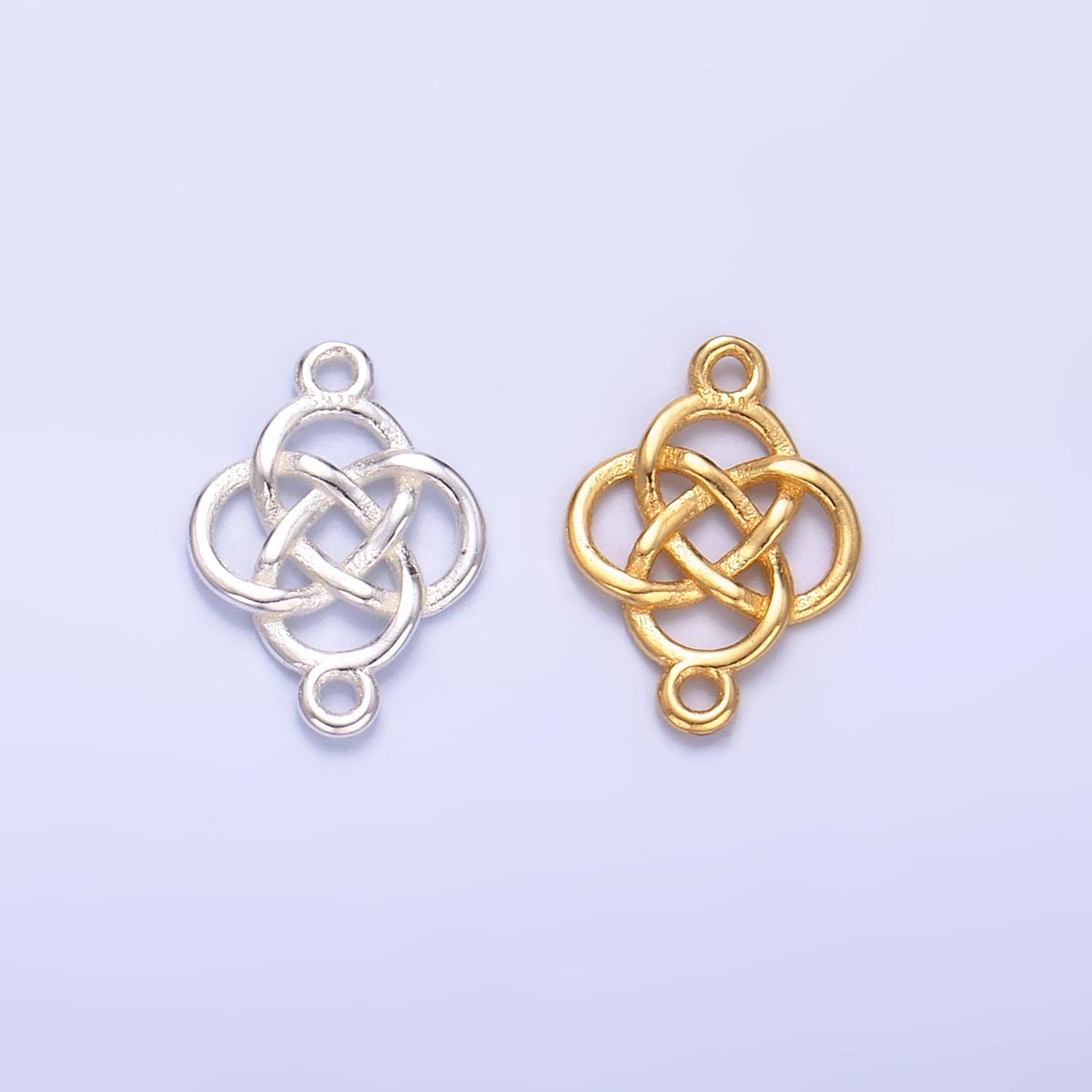Mini S925 Sterling Silver Filigree Charm Connector Minimalist Gold Vermeil Infinity Flower Link Connector | SL-569