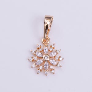 18k gold filled flower clear marquise cz rosey gold pendant | aa530