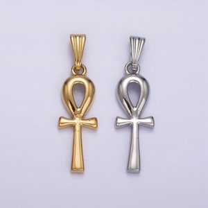 Roestvrijstalen 30 mm Egyptisch Ankh-kruishanger in zilver en goud | P767