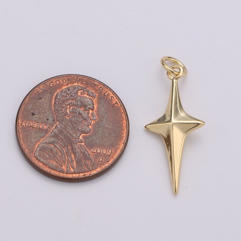 Celestial Jewelry Minimalist Jewelry Making supply D-354 Gold Star Pendant 25x10mm 24k Gold Filled North Star Charms