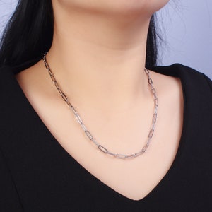 Dainty Gold Paperclip Link Chain Necklace Elongated Chain Necklace ...