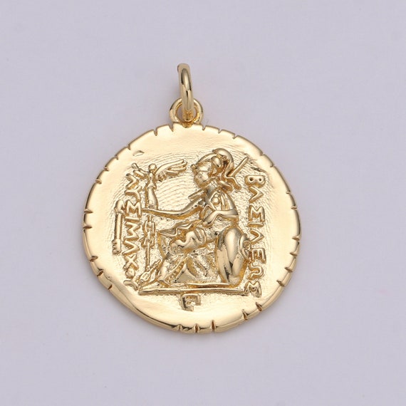 14k Gold Macedonia Ancient Coin Pendant Greek Warrior Etsy Sweden