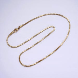 Stainless steel 1.5mm dainty box chain 18 inch layering necklace | wa-2020