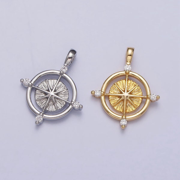 Mini Gold Compass Pendant Lead Nickel free 24K gold plated brass Adventure Inspired Charm Necklace Bracelet Jewelry making AC128