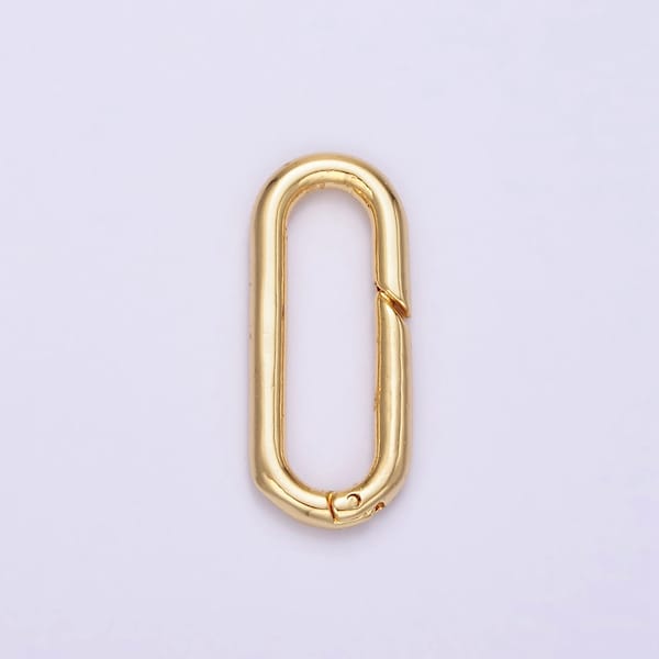 24K Gold Filled 21mm Push Oblong Oval Spring Gate Minimalist Findings Supply | Z575