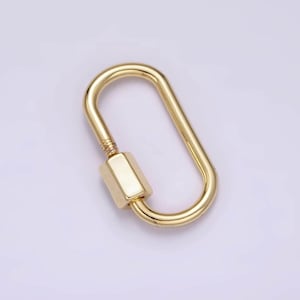 May include: A gold-toned metal oval-shaped lobster clasp with a screw closure.