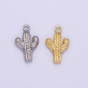 Dainty gold cactus pendant | gold cactus charm | gold cactus necklace bracelet earring charm for diy jewelry supply wholesale jewelry W532
