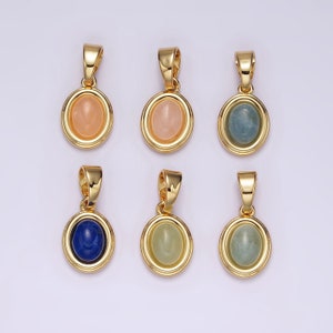 Lapis lazuli rempli d'or 14 carats, péridot, cyanite verte, agate bleue, pierre de soleil, pendentif ovale avec lunette en opale rose | N1847 - N1852