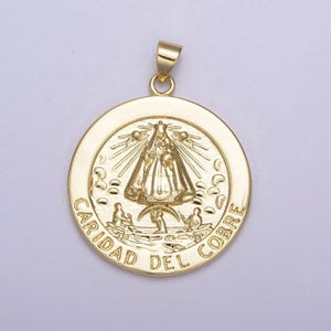 Colgante de moneda de oro la virgen de la caridad del cobre para collar suministro h-863