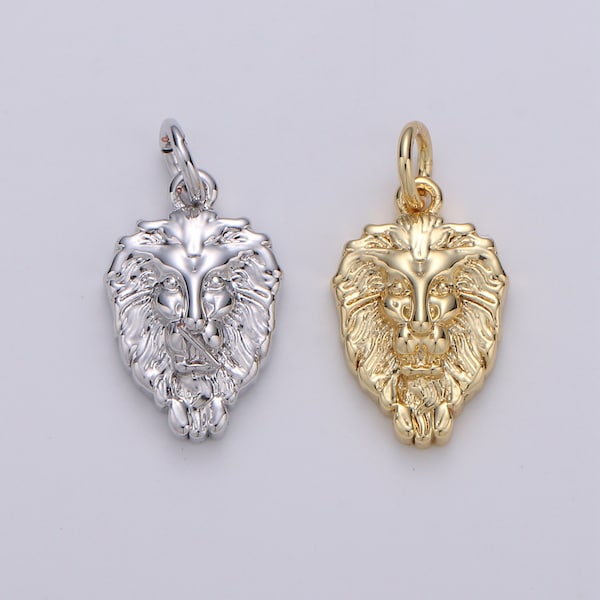 14k Gold  Lion Charm, Lion Pendant, Lion Bracelet, Lion Silver Charm, Animal Charm, Nature