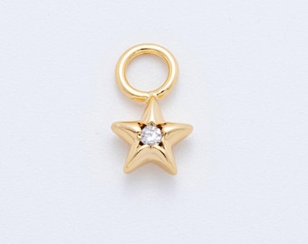18K Gold Filled Star CZ Add-On Drop Earring Charm for Celestial Jewelry | C393