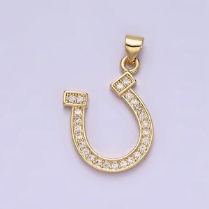 Dainty Horseshoe Charm in 14K Gold Filled Cubic Lucky Charm Pendant, Horse Shoe for Necklace Bracelet Earrings Jewelry Making Supply AA484