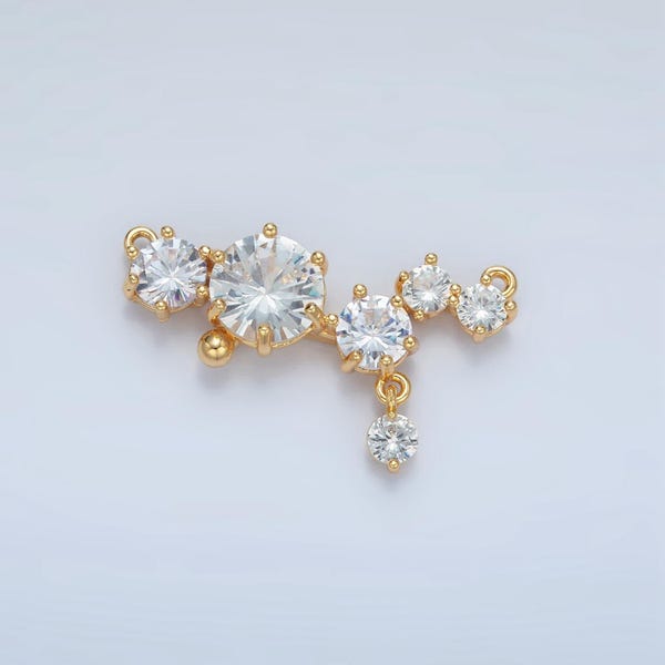 Klare cz gebogene Tropfen Verbinder 24k gold filled Verbinder | f-310