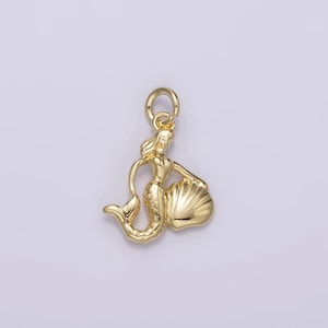 14k gold filled mini mermaid clam sea shell add-on charm | ag230 / ag839
