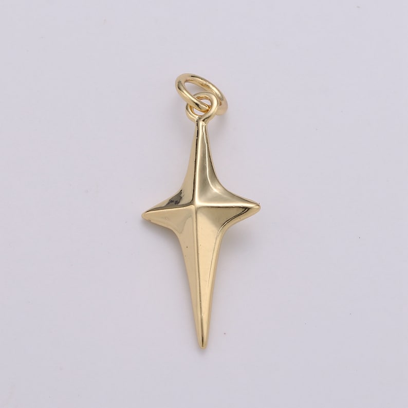 Celestial Jewelry Minimalist Jewelry Making supply D-354 Gold Star Pendant 25x10mm 24k Gold Filled North Star Charms