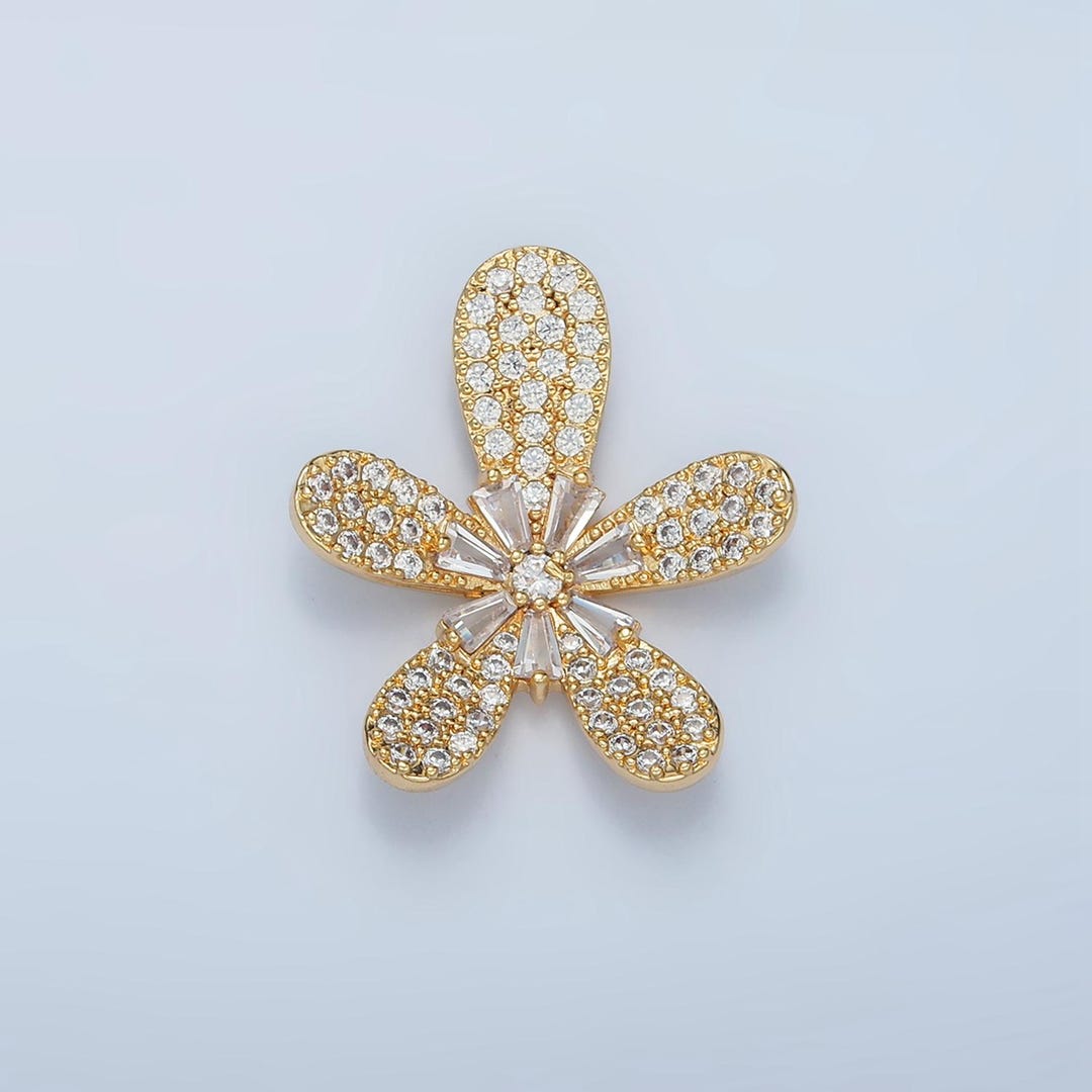 Flower Charm Pendant - Cute Daisy Flower Micro Pave Gold