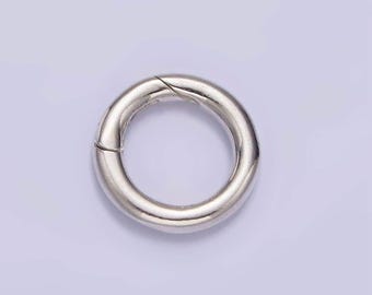 Sterling silver round clasp, s925 silver hinged ring push clasp, spring clasp connector charm holder clasp for necklace bracelet sl-371