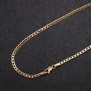 Zierliche Flachpanzerkette 18k Gold Filled, Dünne Choker Layer Halskette 3.4 mm, Kette WA-906 WA-907 WA-908