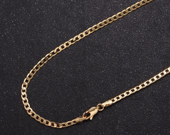 Cadena de acera plana delicada Cadena llena de oro de 18 k, collar de capa de gargantilla delgada de 3,4 mm, cadena WA-906 WA-907 WA-908