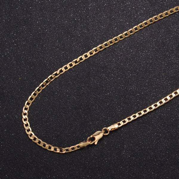 Dainty Flat Curb Chain 18k Gold Filled Chain, Thin Choker Layer Necklace 3.4mm, Chain WA-906 WA-907 WA-908