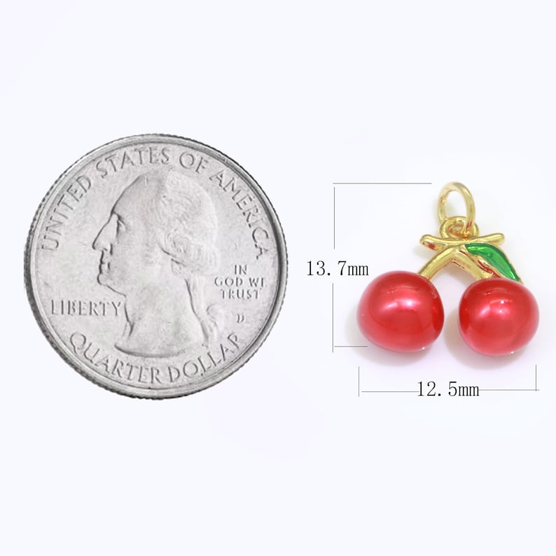 Red Cherry Charm Enamel Necklace Charm Cherries 24K Gold Etsy UK