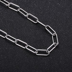 White Gold  Paper Clip Chain by Yard,  Link Chain , Wholesale bulk Roll Chain for Jewelry Making, Size 17.2x7.1mm, ROLL-381