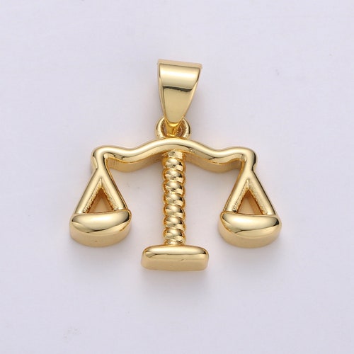 14K Gold Libra Charms, Gold Scale of Justice Pendant, Dainty Scales Jewelry Minimalist Jewelry Making Supply