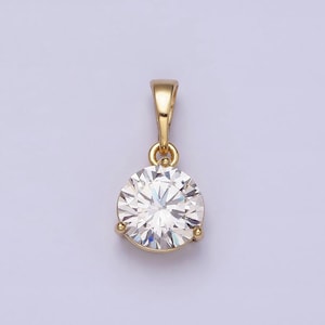 Clear cubic zirconia 14k gold filled pendant, solitaire clear cubic charm for easy self-making jewelry dangle pendant necklace aa-512