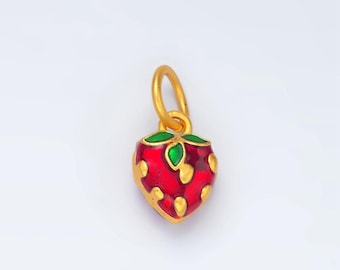 24k gold filled mini strawberry fruit charm | m-223