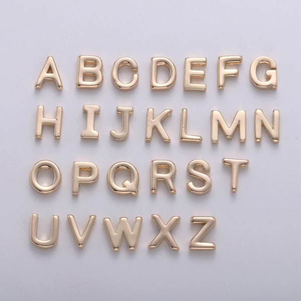 18K Gold  Letter Charms, Letter Beads, Initial Charms, Bracelet Charms,Mini Pendant Charms for Necklace Alphabet Beads Charm 8x6mm-#7