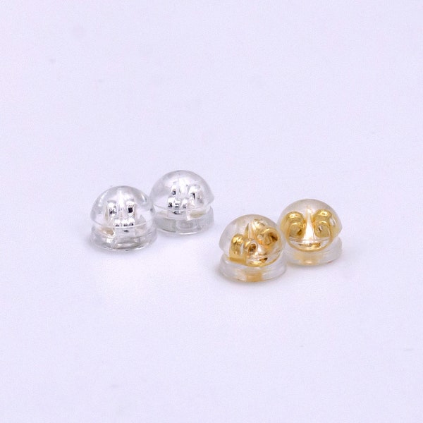 10 pair silicone backs earring stud back stoppers earring clutch Padded Mushroom Safety Grip Backing Hypoallergenic Gold / Silver Tone Z621