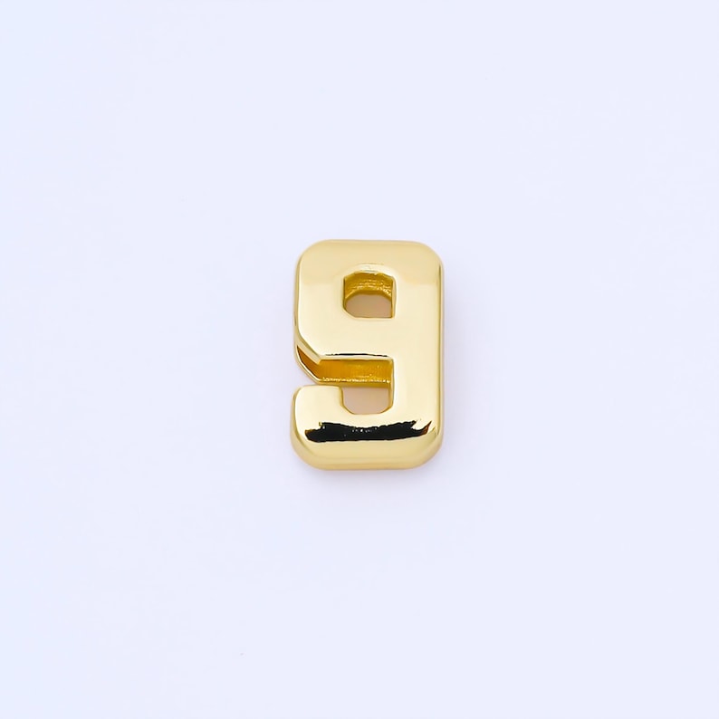 24k Gold Filled Varsity Number Beads Charm Sport Number Spacer 3D Gold ...
