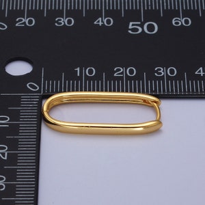 18k Gold Filled Oblong Hoop Earrings: 15mm